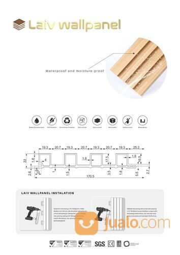 Wall Panel WPC Laiv Keira Series Tebal 22mm - Harga Per Batang