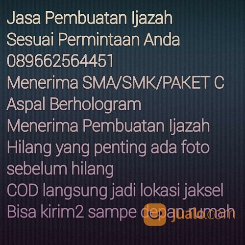 Jasa Pembuatan Ijazah Aspal 089662564451