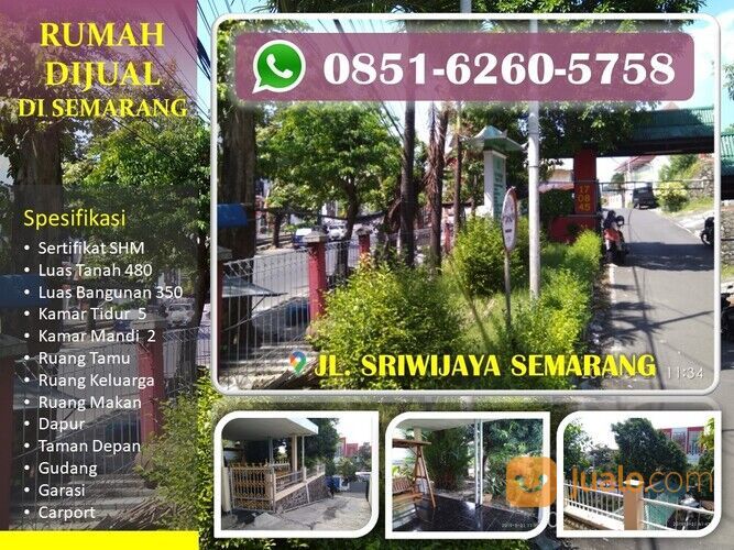 STRATEGIS, WA/Tlp : 0851-7245-5758, Rumah Luas di Jl. Sriwijaya Semarang