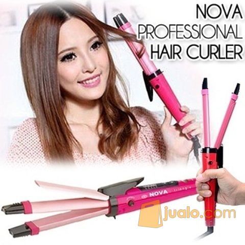 Alat Catok Curly Nova 2 in 1 Catokan Pink Pelurus Rambut Hair Styling Beauty Iron Jaco Murah