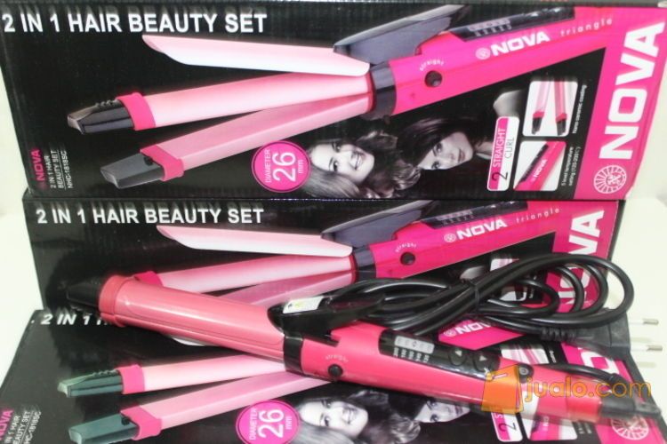 Alat Catok Curly Nova 2 in 1 Catokan Pink Pelurus Rambut Hair Styling Beauty Iron Jaco Murah
