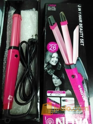 Alat Catok Curly Nova 2 in 1 Catokan Pink Pelurus Rambut Hair Styling Beauty Iron Jaco Murah