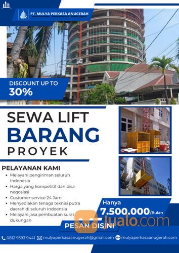 Lift Barang Cilegon | Sewa Lift Barang Cilegoon | Rental Alat Proyek Cilegon 081293939441