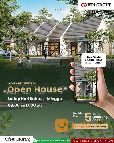 Rumah Bagus & Modren Cifest Hill Cikarang Tipe FRESIA 3 Kamar Tidur