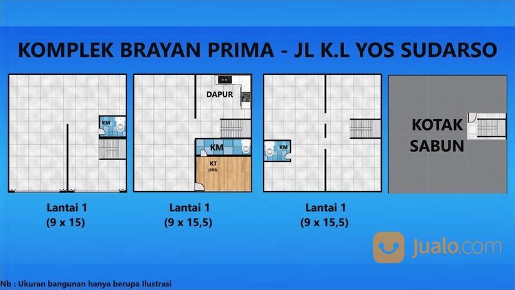 KOMPLEK BRAYAN PRIMA GANDENG 3 LANTAI JL KL YOS SUDARSO MEDAN MURAH DAN AMAN