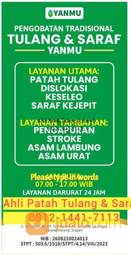 TERBAIK!!0812-1441-7113, Klinik Ahli Patah Tulang Dan Saraf Sragen,