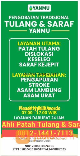 TERBAIK!!0812-1441-7113, Klinik Ahli Patah Tulang Dan Saraf Sragen,