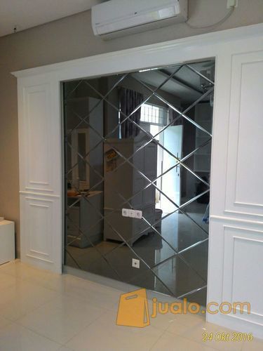 Kaca Dekorasi Cermin Grey Bevel Wajik