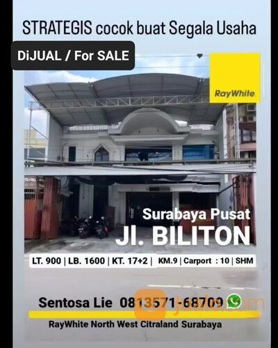 900 m2 Rumah Jl. Biliton - Gubeng - Surabaya Pusat - Carport 10 mobil cocok buat usaha