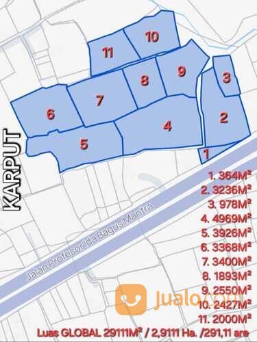 Tanah 2,9111 Ha. Jl. Prof. DR. Ida Bagus Mantra Saba Blahbatuh Gianyar