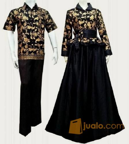 Couple Gamis Hijab Muslimah Peplum Batik Prodo Ukir