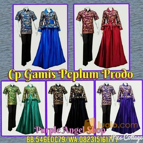 Couple Gamis Hijab Muslimah Peplum Batik Prodo Ukir