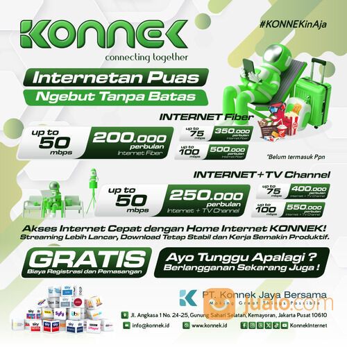 Internet Fiber Murah, Aman, Sehat dan Bebas Kuota dari KONNEK