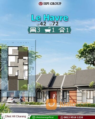 Rumah Bagus dan Strategis Cifest Hill Cikarang Tipe Le Havre 3 Kamar Tidur