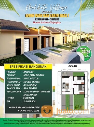 Rumah Subsidi Fenomenal Promo Menarik Siap Huni "Mahkota Village Cibitung"
