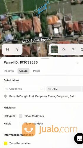 Tanah 5,32 are, Jl. Sekar Jepun Penatih Dangin Puri Gatsu Timur Denpasar