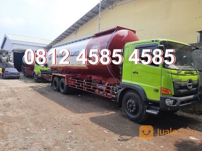 Tangki Truck Hiblow Semen Curah Vacuum Truck Bulk Tangki Hi blow Fly Ash Bottom Ash 25 ton 30 ton