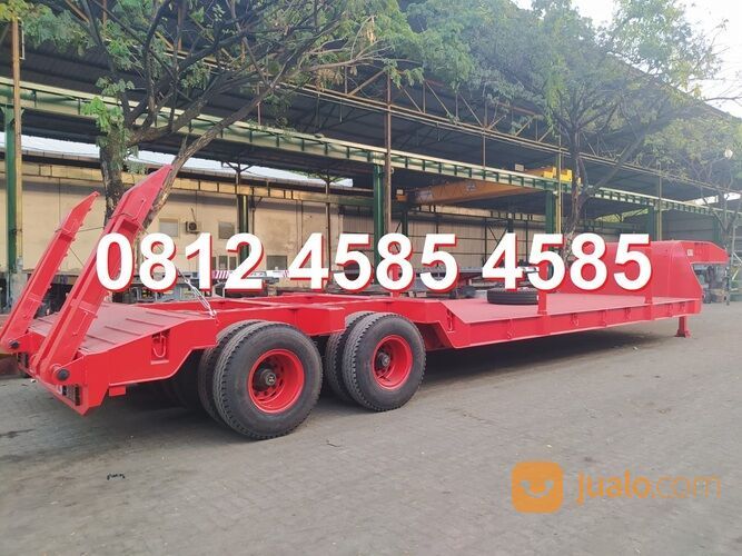 Trailer Lowbed Trailer Dolly Lowboy Semi Trailer Gooseneck Truck Trailer Flatbed Kapasitas 60 ton