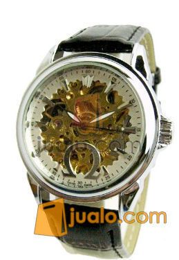Jam tangan Otomatis omega transparan (white) leather
