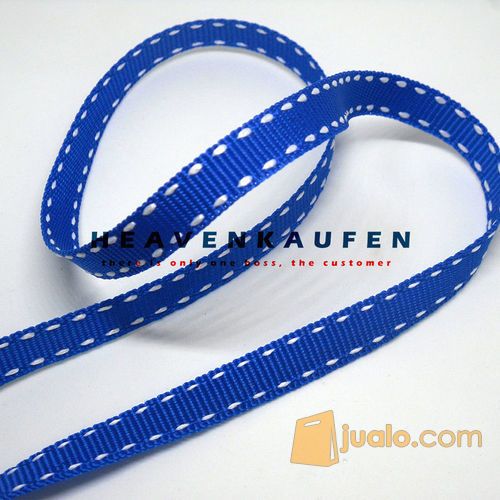 Tali Lebar 1 cm Warna Biru Garis Putih