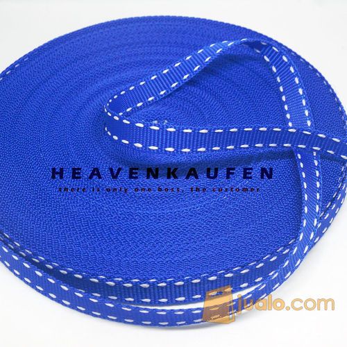 Tali Lebar 1 cm Warna Biru Garis Putih