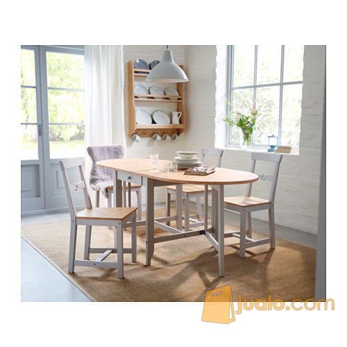 IKEA GAMLEBY Meja Makan kayu pinus, daun meja dapat dilipat