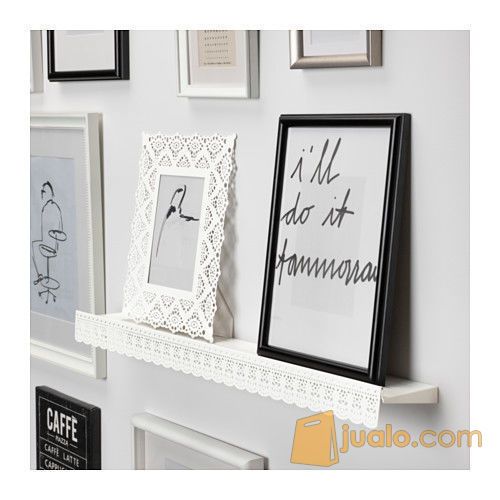 IKEA SKURAR Ambalan Rak Motif Renda 70 cm, baja galvanis, putih