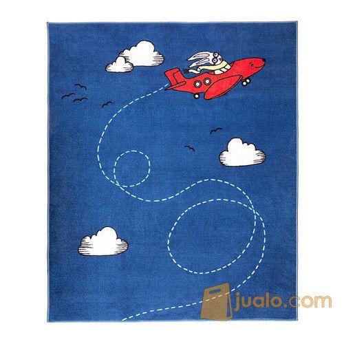 IKEA FLYGTUR Karpet anak motif pesawat terbang 133x160 cm, bulu tipis