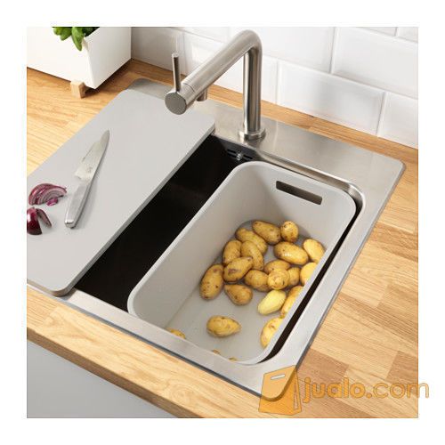 IKEA GRUNDVATTNET Tempat bak cuci piring 39x23x16 cm, abu-abu