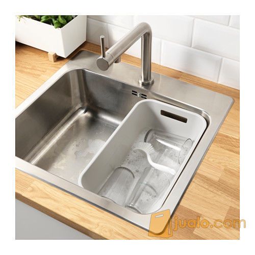 IKEA GRUNDVATTNET Tempat bak cuci piring 39x23x16 cm, abu-abu