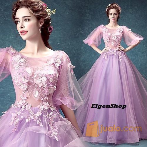 Gaun Pengantin Ungu/Biru Wedding Gown Wedding Dress 2016 10008