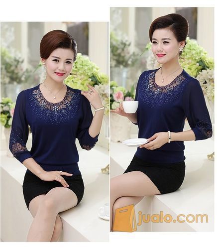 Baju Atasan Blouse Wanita Paruh Baya Blus Mama - M1612002