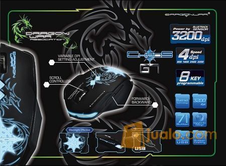Elephant DRAGON WAR ELE-G7 CHAOS BLUE-SENSOR GAMING MOUSE