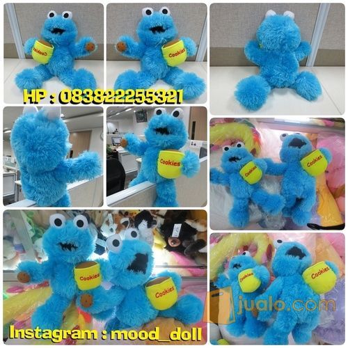 Boneka Si ELMO, Monster Cookies & Big Bird, boneka film serial TV kabel The Sesame Street AKA Jalan Sesama