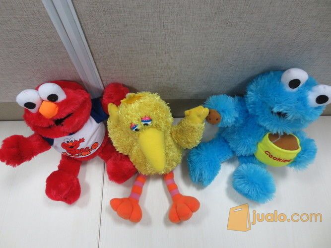 Boneka Si ELMO, Monster Cookies & Big Bird, boneka film serial TV kabel The Sesame Street AKA Jalan Sesama