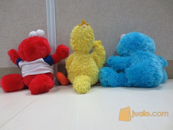 Boneka Si ELMO, Monster Cookies & Big Bird, boneka film serial TV kabel The Sesame Street AKA Jalan Sesama
