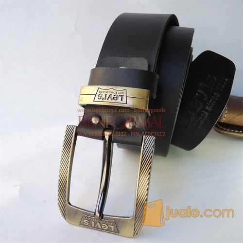 Ikat Pinggang Pria Kulit Asli Levi's 501, Sabuk Kulit Tebal Selapis