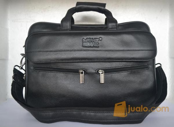 Tas Kerja Kantor Pria Full Kulit Sapi Asli Polos Halus Montblanc Hitam
