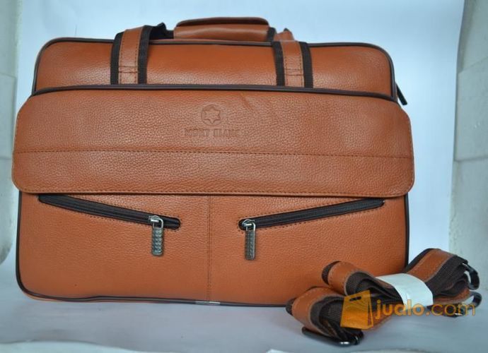 Tas Kerja Kantor Pria Full Kulit Sapi Asli Polos Halus Montblanc Hitam
