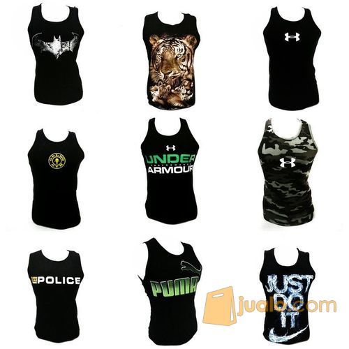 Baju kaos singlet tanktop santai gym fitness bali heineken beer cowok