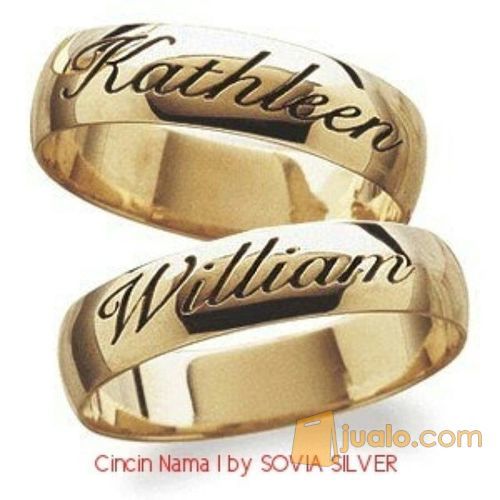 Cincin Kawin Elegan Emas Ukir Nama