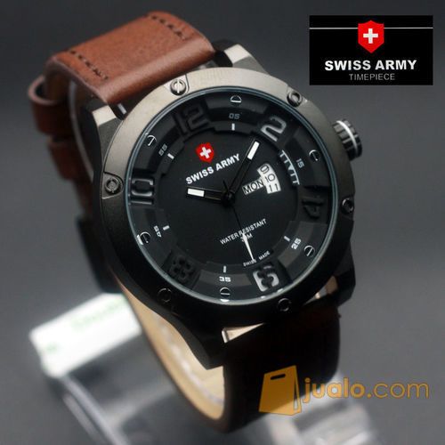 Jam Tangan Pria SWISS ARMY Original SA 6065 Dark Brown Black White