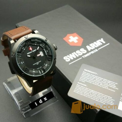 Jam Tangan Pria SWISS ARMY Original SA 6065 Dark Brown Black White