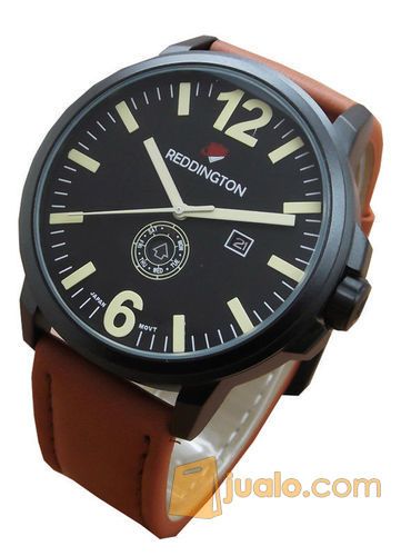 Jam tangan Pria tali kulit original reddington R8033 Cokelat Kuning