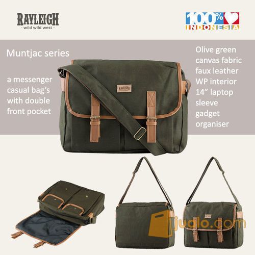 TAS SELEMPANG RAYLEIGH MUNTJAC OLIVE GREEN | SLING BAG LAPTOP