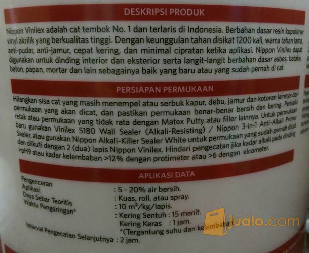 CAT TEMBOK VINILEX 5 KG / WARNA PUTIH PINK BIRU HIJAU CREAM UNGU DLL