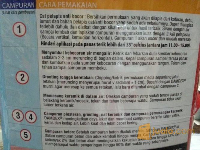 DAMDEX 5 KG / PENGERAS BETON ANTI BOCOR AIR / CAIRAN OBAT COR PLESTER