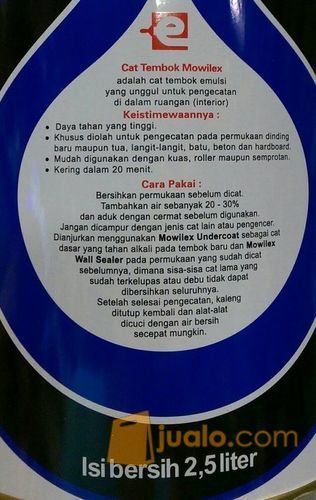 CAT MOWILEX VIP 1000 PUTIH PRIMA 2,5 LITER / CAT TEMBOK INTERIOR
