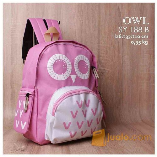 TAS RANSEL BENTUK BURUNG HANTU BACKPACK CUTE OWL BABY PINK