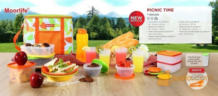 Moorlife Picnic Time set wadah bekal piknik tempat makan minum lengkap